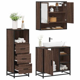 Set de muebles baño 3 pzas madera contrachapada roble marrón de , Muebles de baño - Ref: Foro24-3301059, Precio: 240,04 €, De...