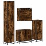 Set de muebles baño 4 pzas madera contrachapada roble ahumado de , Muebles de baño - Ref: Foro24-3301207, Precio: 415,49 €, D...