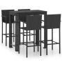 Muebles de bar jardín 5 pzas ratán PE reposabrazos negro de vidaXL, Conjuntos de jardín - Ref: Foro24-3064811, Precio: 392,38...