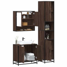 Set de muebles baño 3 pzas madera contrachapada roble marrón de , Muebles de baño - Ref: Foro24-3301099, Precio: 255,66 €, De...