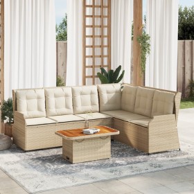 Set muebles de jardín 5 pzas con cojines ratán sintético beige en Conjuntos de jardín | Comprar online en Foru.es