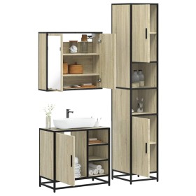 Set de muebles de baño 3 pzas madera contrachapada roble Sonoma de , Muebles de baño - Ref: Foro24-3301086, Precio: 294,31 €,...