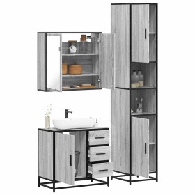 Set de muebles de baño 3 pzas madera contrachapada gris sonoma de , Muebles de baño - Ref: Foro24-3301078, Precio: 324,17 €, ...