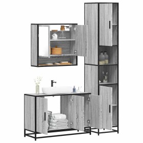Set de muebles de baño 3 pzas madera contrachapada gris sonoma de , Muebles de baño - Ref: Foro24-3301103, Precio: 308,08 €, ...