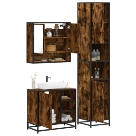 Set de muebles baño 3 pzas madera contrachapada roble ahumado de , Muebles de baño - Ref: Foro24-3301117, Precio: 290,22 €, D...