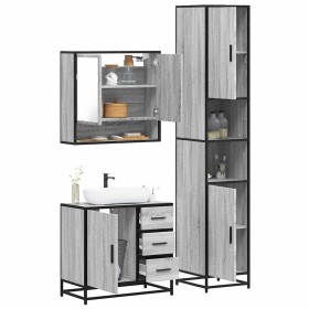 Set de muebles de baño 3 pzas madera contrachapada gris sonoma de , Muebles de baño - Ref: Foro24-3301108, Precio: 320,23 €, ...