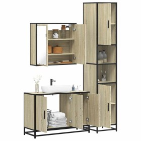 Set de muebles de baño 3 pzas madera contrachapada roble Sonoma de , Muebles de baño - Ref: Foro24-3301071, Precio: 302,58 €,...