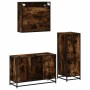 Set de muebles baño 3 pzas madera contrachapada roble ahumado de , Muebles de baño - Ref: Foro24-3301012, Precio: 245,48 €, D...