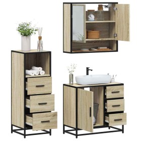 Set de muebles de baño 3 pzas madera contrachapada roble Sonoma de , Muebles de baño - Ref: Foro24-3301046, Precio: 238,79 €,...