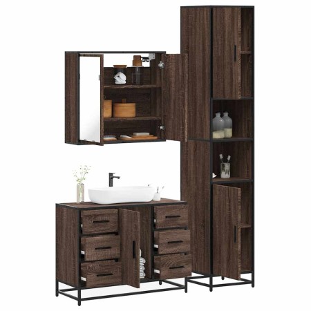 Set de muebles baño 3 pzas madera contrachapada roble marrón de , Muebles de baño - Ref: Foro24-3301084, Precio: 309,68 €, De...