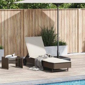 Tumbona con ruedas y cojín ratán sintético marrón de , Tumbonas - Ref: Foro24-4104034, Precio: 166,29 €, Descuento: %