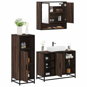 Set de muebles baño 3 pzas madera contrachapada roble marrón de , Muebles de baño - Ref: Foro24-3301004, Precio: 225,21 €, De...