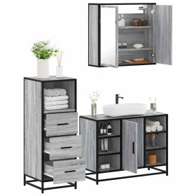 Set de muebles de baño 3 pzas madera contrachapada gris sonoma de , Muebles de baño - Ref: Foro24-3301033, Precio: 242,99 €, ...