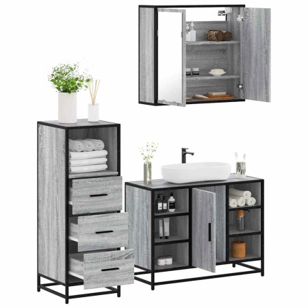 Set de muebles de baño 3 pzas madera contrachapada gris sonoma de , Muebles de baño - Ref: Foro24-3301033, Precio: 242,99 €, ...