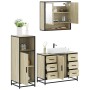 Set de muebles de baño 3 pzas madera contrachapada roble Sonoma de , Muebles de baño - Ref: Foro24-3300991, Precio: 251,87 €,...