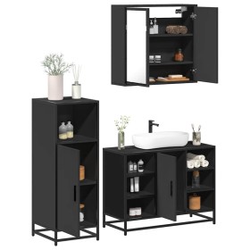Juego de muebles de baño 3 pzas madera contrachapada negro de , Muebles de baño - Ref: Foro24-3300970, Precio: 233,30 €, Desc...