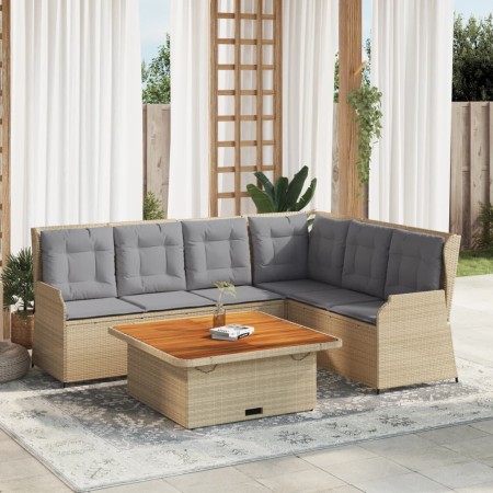 Set muebles de jardín 5 pzas con cojines ratán sintético beige en Conjuntos de jardín | Comprar online en Foru.es