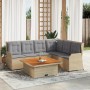 Set muebles de jardín 5 pzas con cojines ratán sintético beige en Conjuntos de jardín | Comprar online en Foru.es