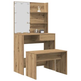 Juego de tocador con LED madera artesanal de roble de , Tocadores para dormitorios - Ref: Foro24-3329184, Precio: 143,03 €, D...