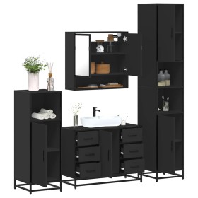 Juego de muebles de baño 4 pzas madera contrachapada negro de , Muebles de baño - Ref: Foro24-3301230, Precio: 462,60 €, Desc...