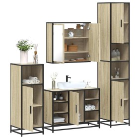 Juego de muebles de baño 4 pzas contrachapada roble sonoma de , Muebles de baño - Ref: Foro24-3301211, Precio: 400,56 €, Desc...