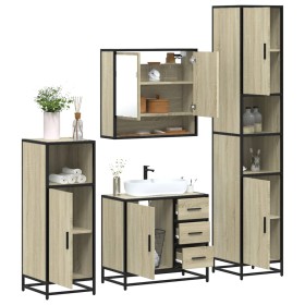 Juego de muebles de baño 4 pzas contrachapada roble sonoma de , Muebles de baño - Ref: Foro24-3301226, Precio: 417,86 €, Desc...