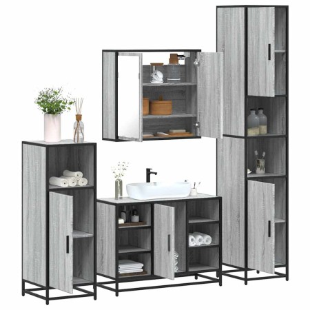 Set de muebles de baño 4 pzas madera contrachapada gris sonoma de , Muebles de baño - Ref: Foro24-3301213, Precio: 425,04 €, ...