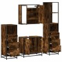 Set de muebles baño 4 pzas madera contrachapada roble ahumado de , Muebles de baño - Ref: Foro24-3301247, Precio: 296,09 €, D...