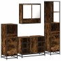 Set de muebles baño 4 pzas madera contrachapada roble ahumado de , Muebles de baño - Ref: Foro24-3301302, Precio: 318,35 €, D...