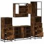 Set de muebles baño 4 pzas madera contrachapada roble ahumado de , Muebles de baño - Ref: Foro24-3301302, Precio: 318,35 €, D...