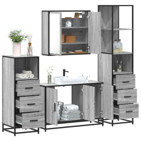 Set de muebles de baño 4 pzas madera contrachapada gris sonoma de , Muebles de baño - Ref: Foro24-3301253, Precio: 365,58 €, ...