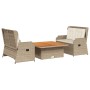 Set muebles de jardín 3 piezas y cojines ratán sintético beige en Conjuntos de jardín | Comprar online en Foru.es