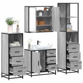 Set de muebles de baño 4 pzas madera contrachapada gris sonoma de , Muebles de baño - Ref: Foro24-3301258, Precio: 378,71 €, ...