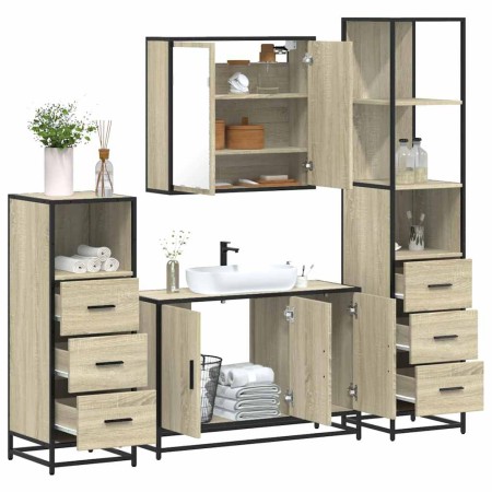 Juego de muebles de baño 4 pzas contrachapada roble sonoma de , Muebles de baño - Ref: Foro24-3301251, Precio: 341,29 €, Desc...