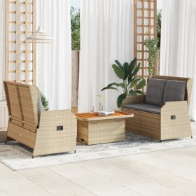 Set muebles de jardín 3 piezas y cojines ratán sintético beige en Conjuntos de jardín | Comprar online en Foru.es