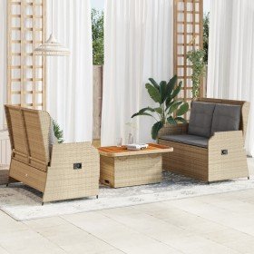 Set muebles de jardín 3 piezas y cojines ratán sintético beige en Conjuntos de jardín | Comprar online en Foru.es