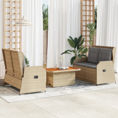 Set muebles de jardín 3 piezas y cojines ratán sintético beige en Conjuntos de jardín | Comprar online en Foru.es