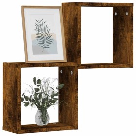 Estantes cubo de pared 2 unidades roble ahumado 30x15x30 cm de , Estantes y estanterías - Ref: Foro24-815879, Precio: 24,64 €...