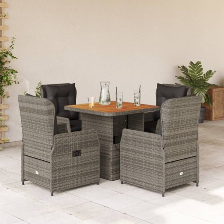 Set comedor de jardín 5 piezas con cojines ratán sintético gris en Conjuntos de jardín | Comprar online en Foru.es