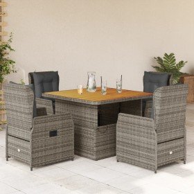 Set comedor de jardín 5 piezas con cojines ratán sintético gris en Conjuntos de jardín | Comprar online en Foru.es