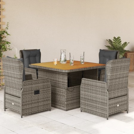 Set comedor de jardín 5 piezas con cojines ratán sintético gris en Conjuntos de jardín | Comprar online en Foru.es