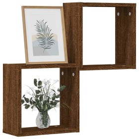 Estantes cubo de pared 2 unidades roble marrón 30x15x30 cm de , Estantes y estanterías - Ref: Foro24-815885, Precio: 24,36 €,...