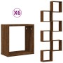 Estantes cubo de pared 6 unidades roble marrón 30x15x30 cm de , Estantes y estanterías - Ref: Foro24-815887, Precio: 48,98 €,...