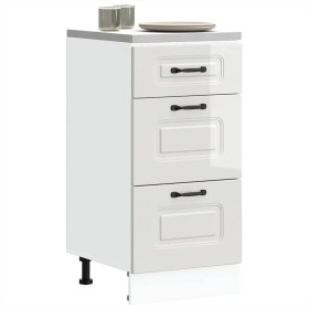 Mueble bajo cocina Kalmar madera ingeniería blanca alto brillo de , Armarios de cocina - Ref: Foro24-854242, Precio: 109,60 €...