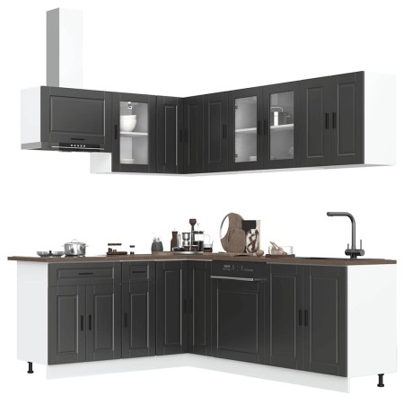 Mueble de cocina Porto negra 11 piezas madera contrachapada de , Armarios de cocina - Ref: Foro24-3314902, Precio: 748,74 €, ...