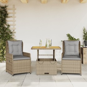 Sillas y mesita de jardín 3 piezas ratán sintético cojín beige en Conjuntos de jardín | Comprar online en Foru.es
