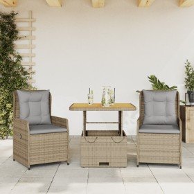 Sillas y mesita de jardín 3 piezas ratán sintético cojín beige en Conjuntos de jardín | Comprar online en Foru.es