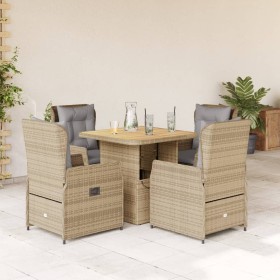 Set comedor de jardín 5 pzas con cojines ratán sintético beige en Conjuntos de jardín | Comprar online en Foru.es