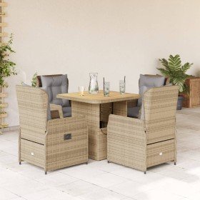 Set comedor de jardín 5 pzas con cojines ratán sintético beige en Conjuntos de jardín | Comprar online en Foru.es