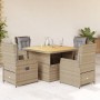 Set comedor de jardín 5 pzas con cojines ratán sintético beige en Conjuntos de jardín | Comprar online en Foru.es